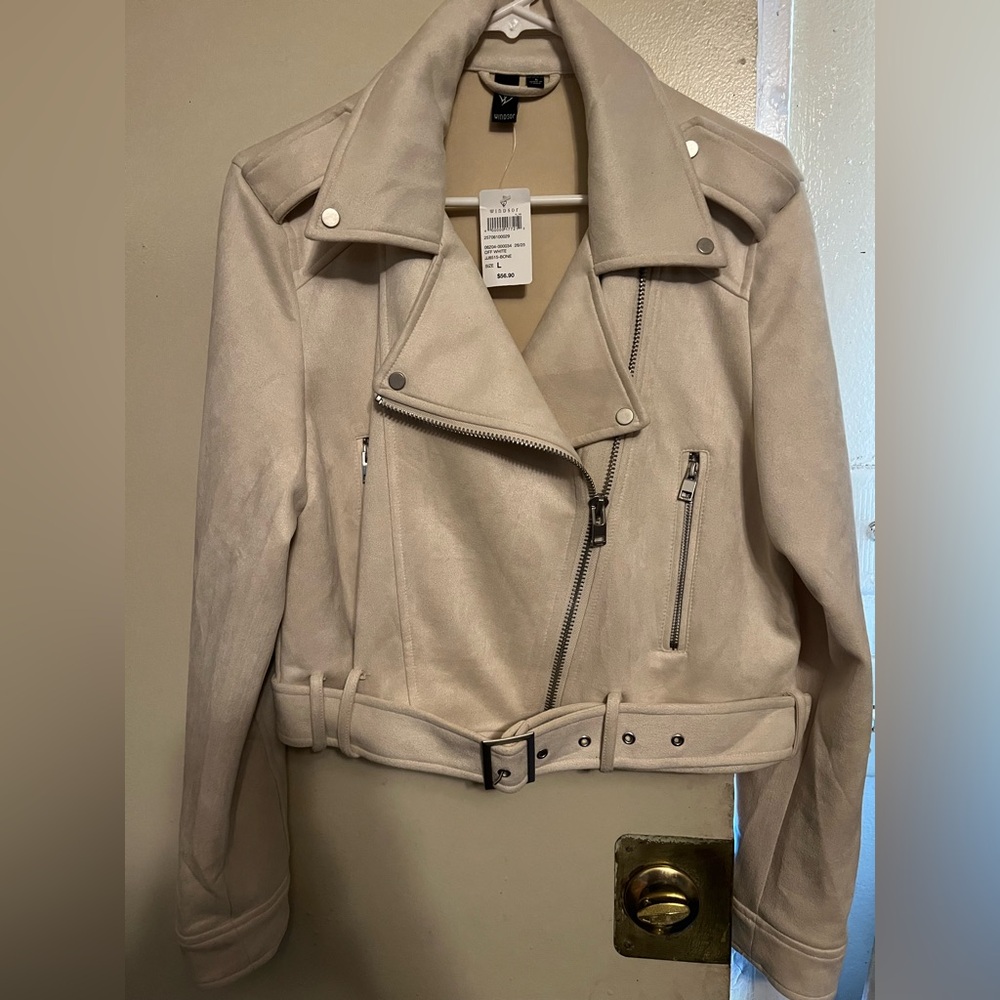 Windsor Off-White Leather Moto Jacket